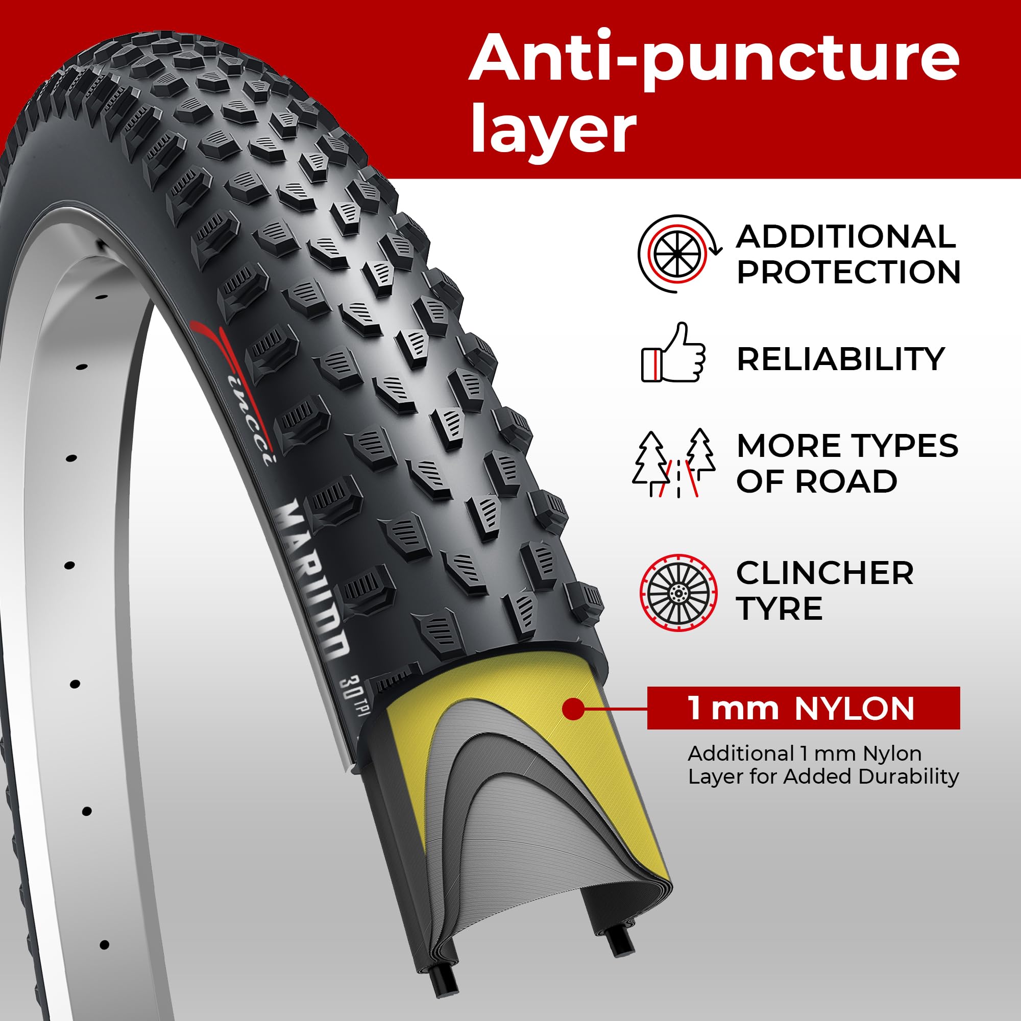 Fincci Marudo 29 X 210 Inch Bike Tire Foldable 52-622 For Mtb Mountain Gravel Hybrid Bike Bicycle