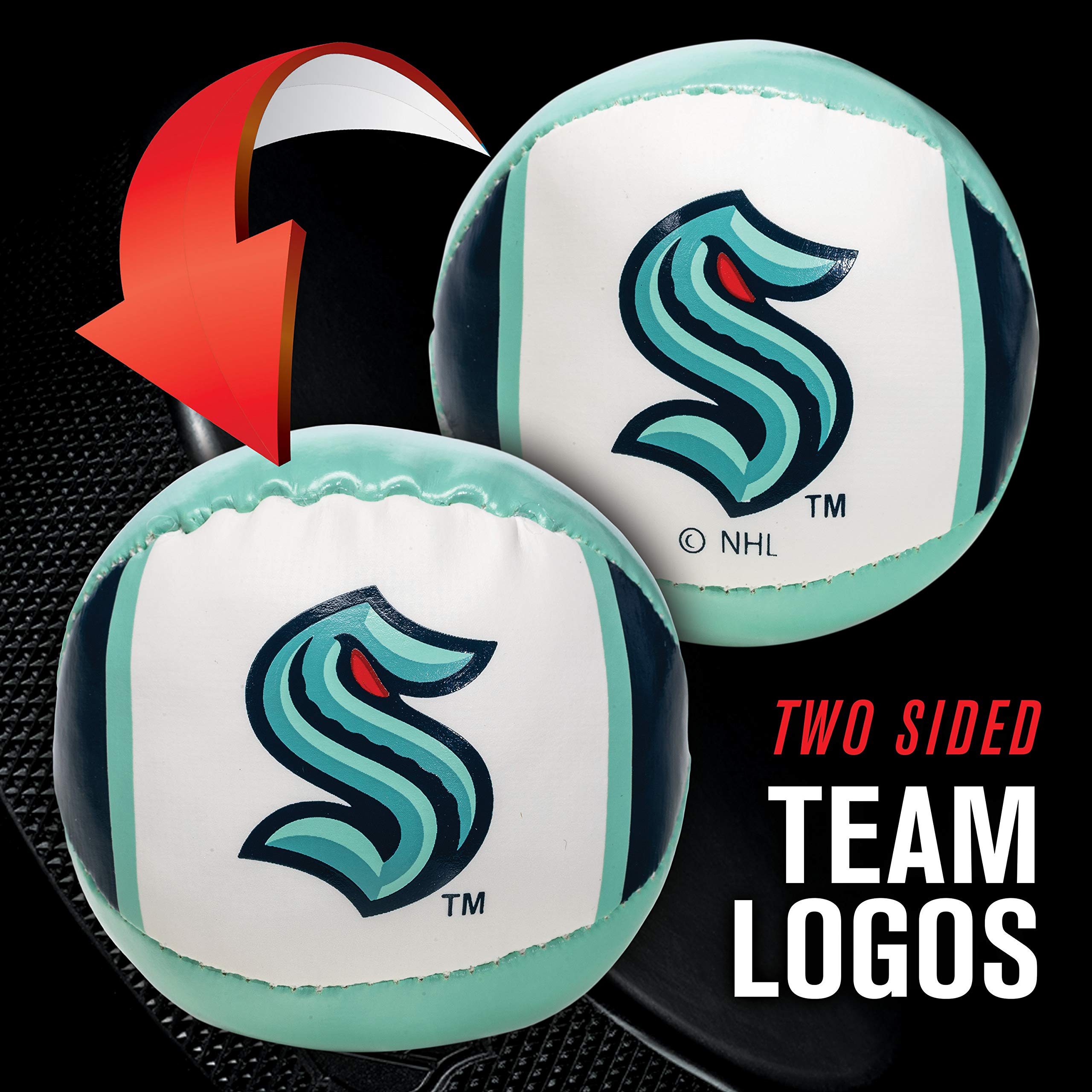 Franklin Sports Seattle Kraken Nhl Mini Soft Hockey Stick Set - Nhl Team Soft Foam Mini Hockey Stick And Ball Set - Great Toy Fo