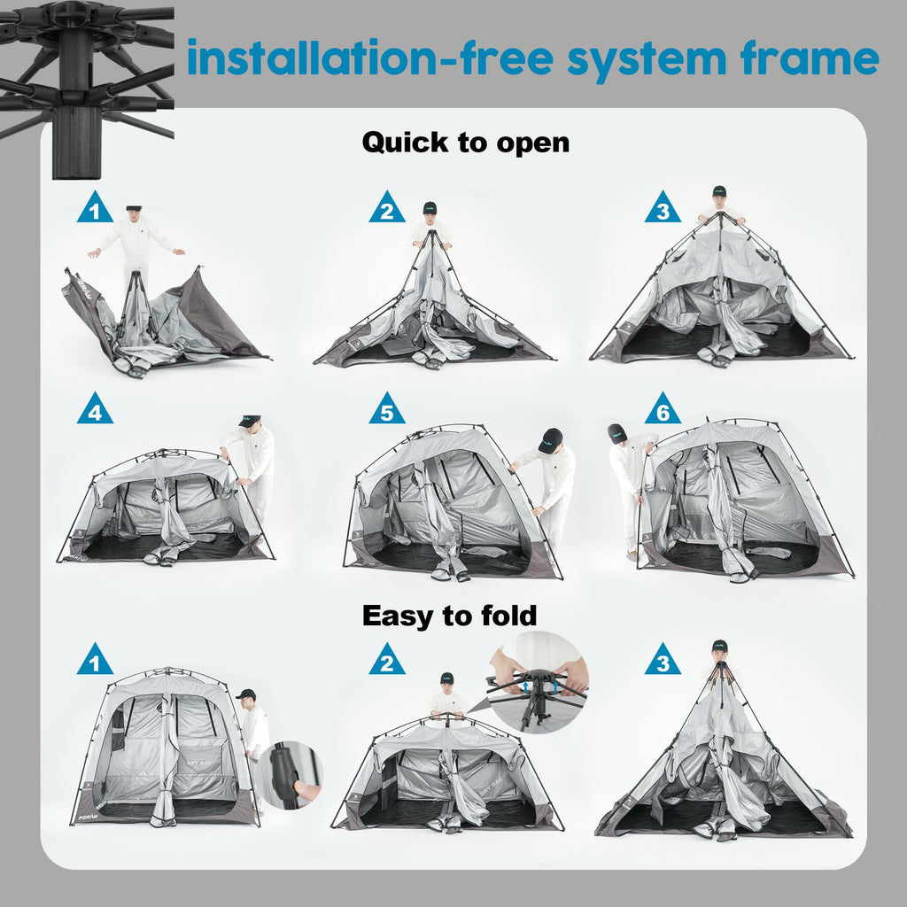 Portable Camping Shower Tent Deluxe Changing Room Easy Set Up Privacy Shelter,Large Toilet Tent With Floor Drain Design For Beac