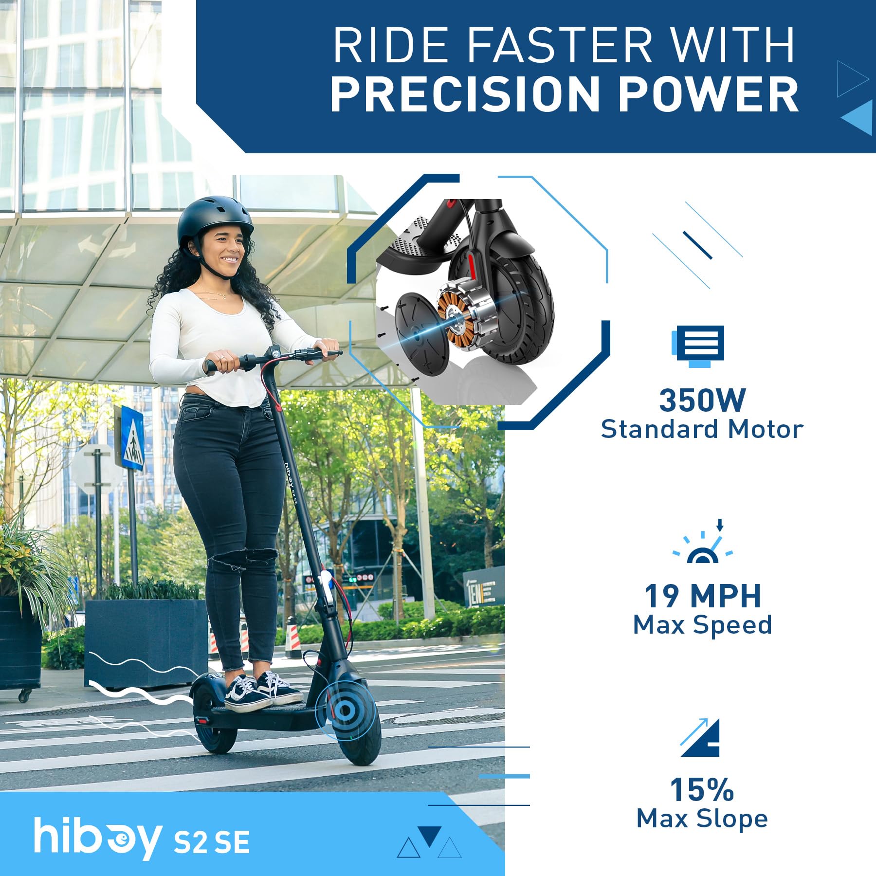 Hiboy 430W Peak Motor Electric Scooter, 10 Tires,17 Miles Range, 19 MPH Speed, Dual Brake System, Electric Scooter Adults Commut