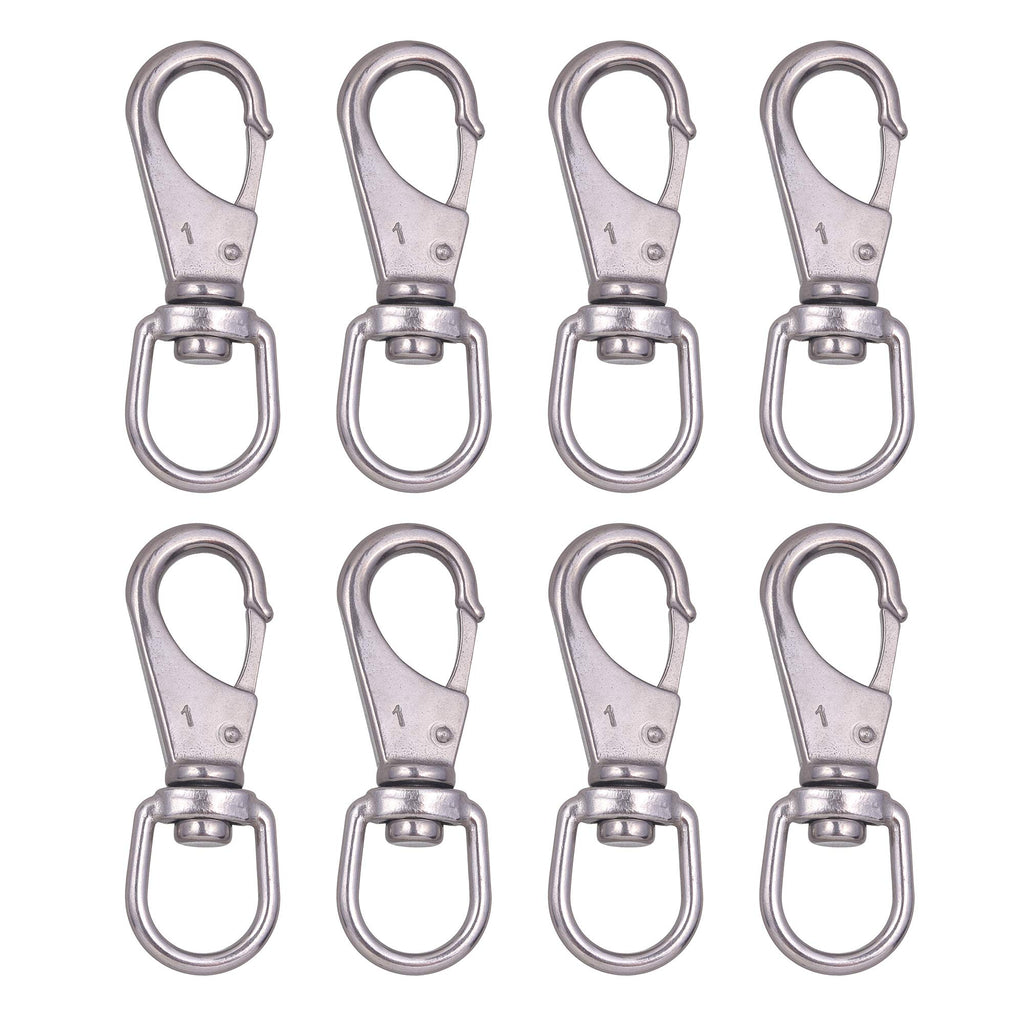 Mixiflor Stainless Steel Swivel Snap Hooks, 8 Pack (3.5 Inch) Heavy Duty Swivel Eye Snap Hook, Diving Clips Spring Hooks For Bir