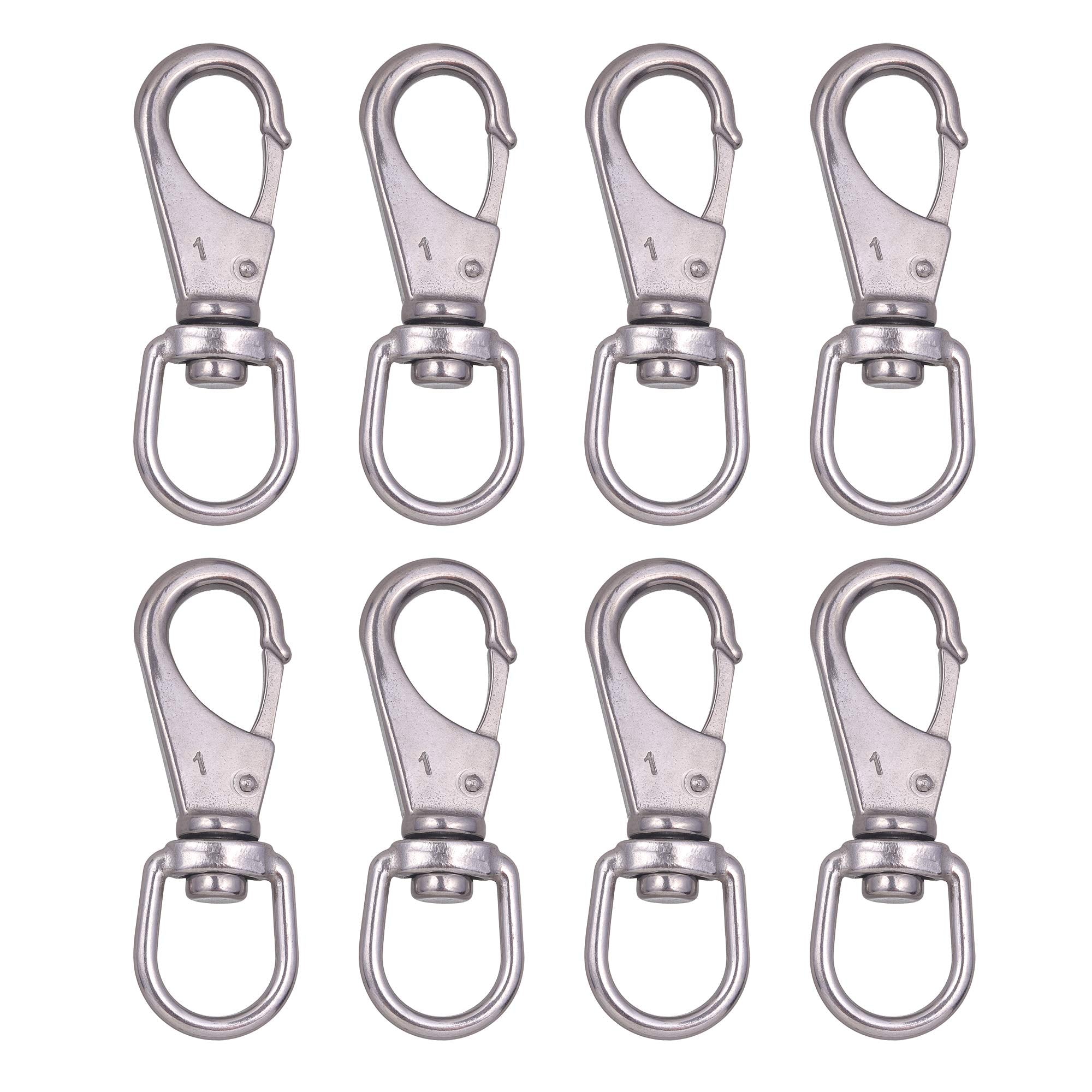 Mixiflor Stainless Steel Swivel Snap Hooks, 8 Pack (3.5 Inch) Heavy Duty Swivel Eye Snap Hook, Diving Clips Spring Hooks For Bir