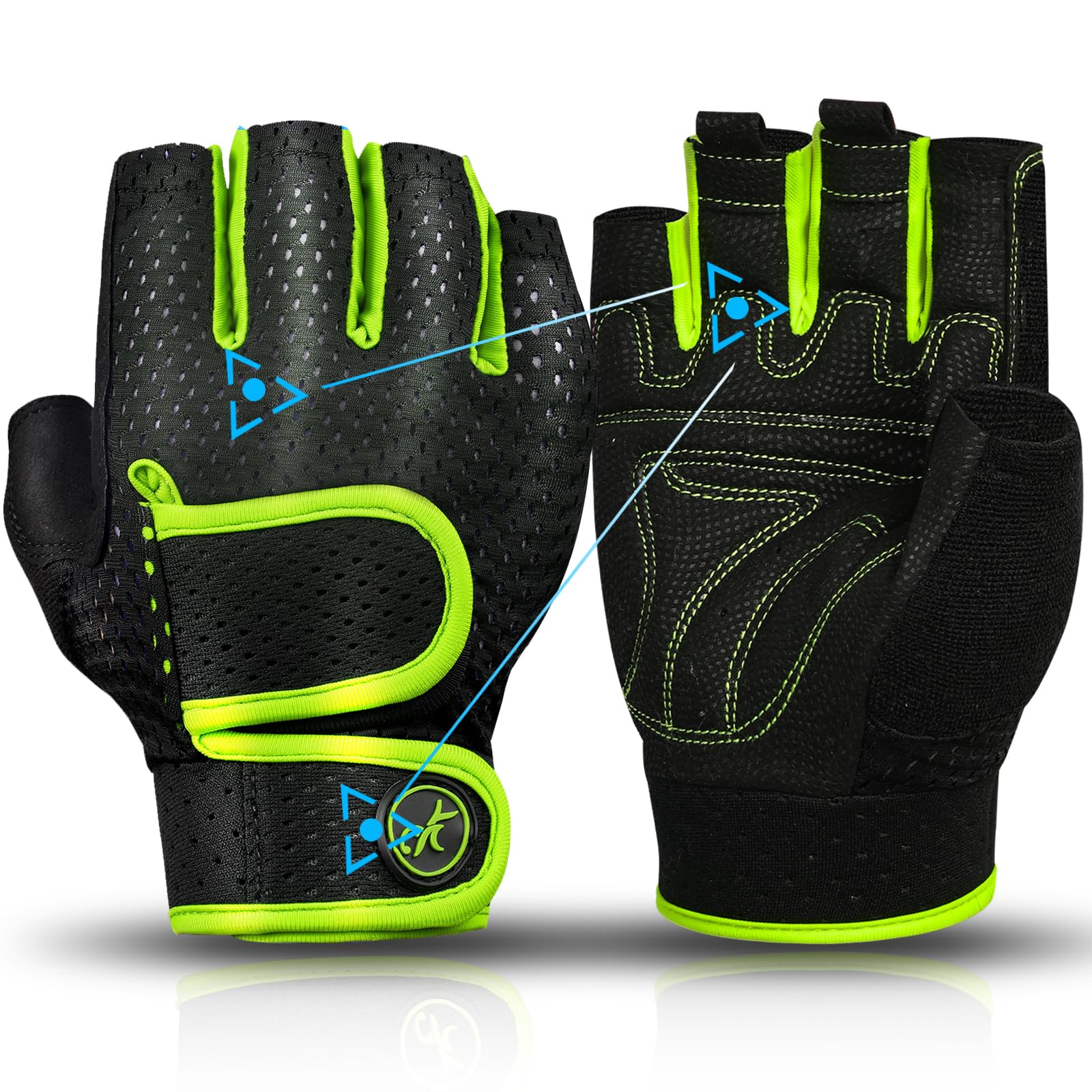Moreok Workout Gloves Padded Weight Lifting Gloves For Men/Women, [3Mm Gel] Fingerless Grip Gym Gloves Fitness Gloves Green-M