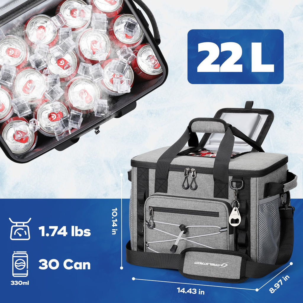 Maelstrom Soft Sided Cooler Bag, 30 Can Collapsible Insulated Ice Chest With Quick Access Flip-Top Lid, Large Leakproof Camping