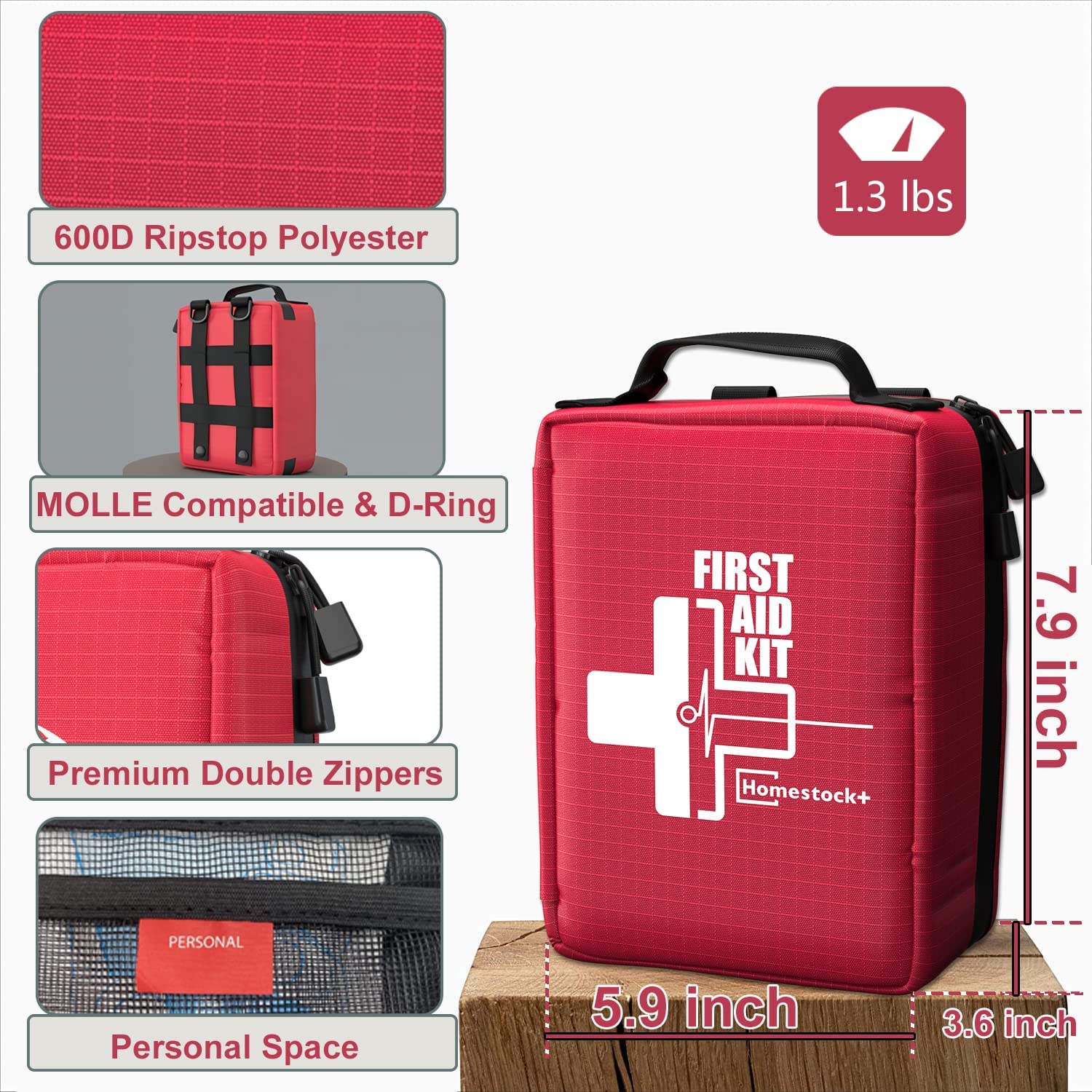[New Upgrade] Professional First Aid Kits, First Aid Trauma Kit With Labelled Compartments Molle System For Car, Hiking, Backpac