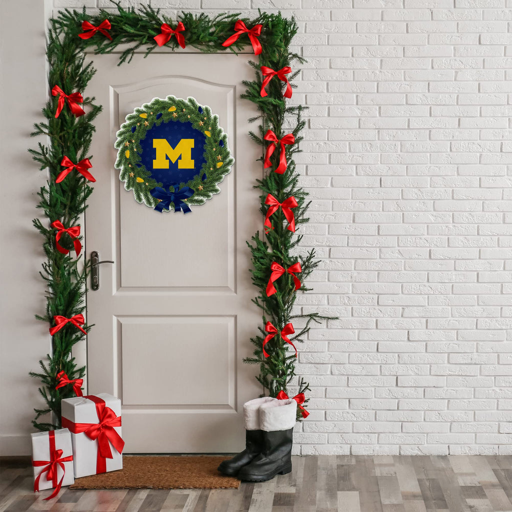 Rico Industries Ncaa Michigan Wolverines Wreath Shape Cut Pennant - Home And Living Room D  Cor - Soft Felt Ez To Hang, 18X0.10X
