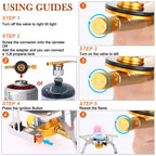 Wadeo Camping Gas Stove, 3700W Portable Backpacking Stove With Piezo Ignition, Portable Burner, Camping Stove Adapter And Carryi
