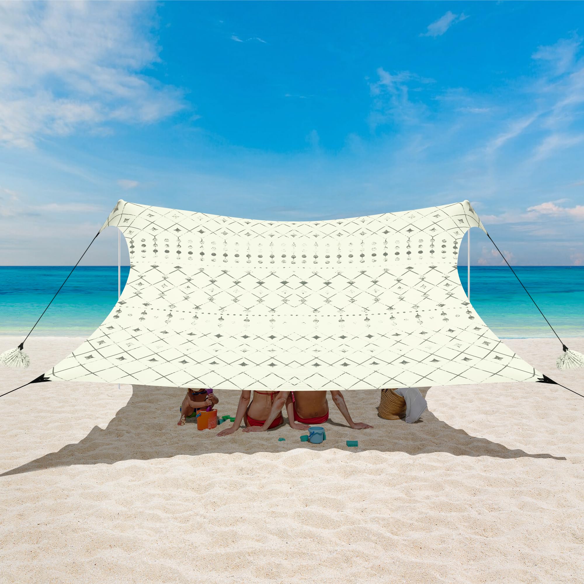 Beach Tent, Beach Canopy Sun Shade Upf 50+, Portable 10  10 Ft Camping Sun Shelter With Sandbags, Poles, Ground Pegs And Anti-Wi