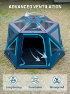Timber Ridge 4-6 Person Pop Up Hub Tent, Easy 60 Second Setup, Weather Resistant Camping Family Cabin Tent With Rain Fly And Whe