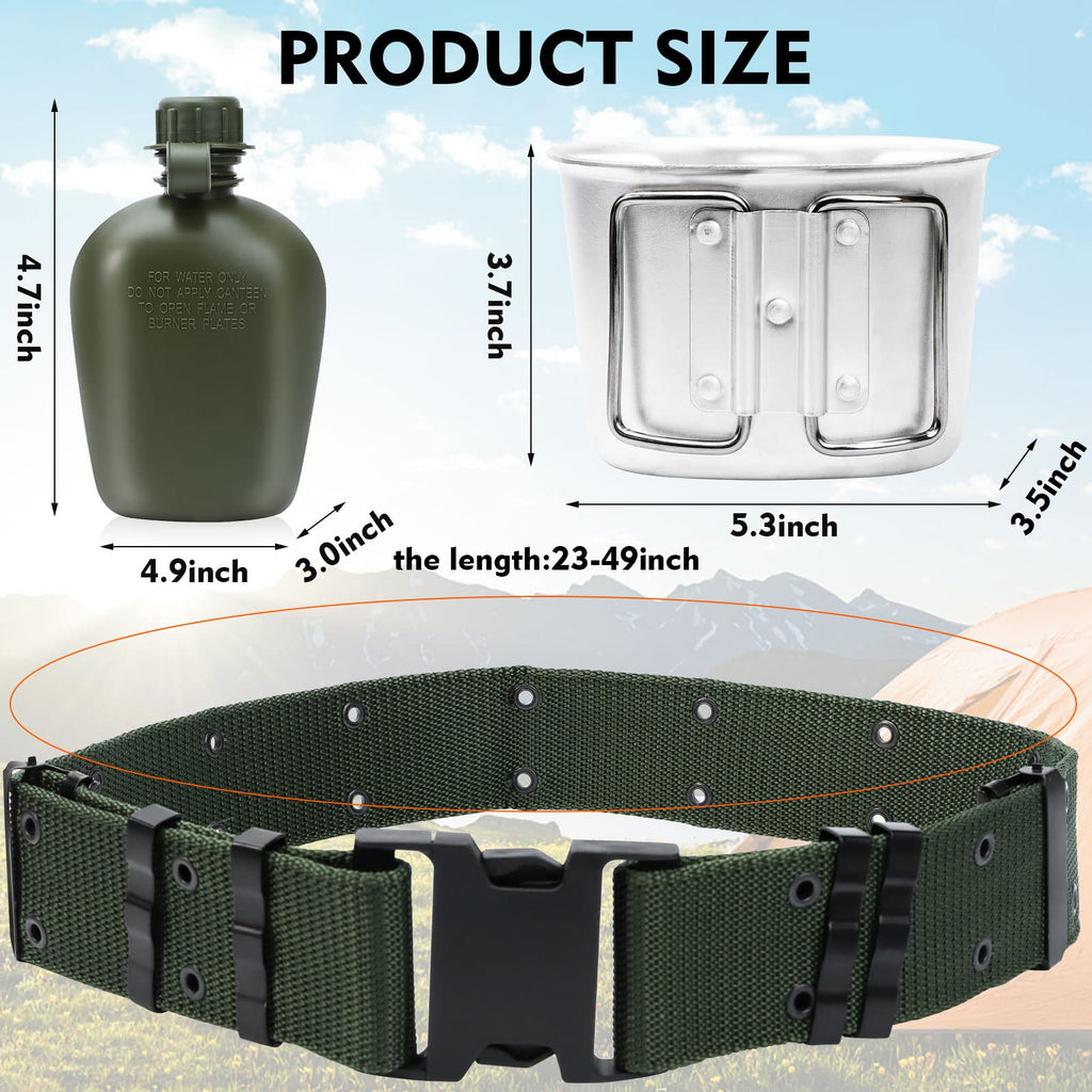 1 Quart Canteen Kit Portable Canteen Hydration Canteens Water Bottle With Reinforced Nylon Bottle Pouch Cover Bag,Aluminum Cup A