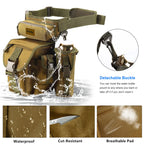 Jueachy Drop Leg Bag For Men Tactical Metal Detecting Thigh Pack With Water Bottle Pouch Tan