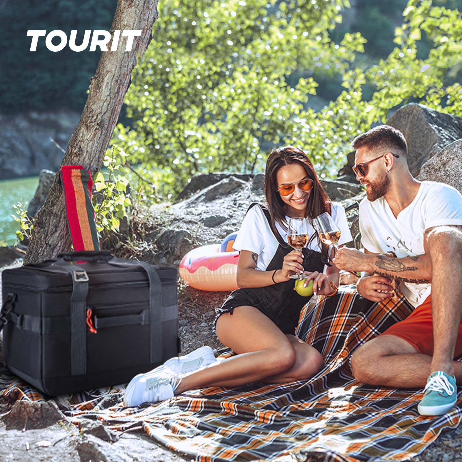 Tourit Cooler Bag 48-Can Insulated Soft Cooler Large Collapsible Cooler Bag 32L Lunch Coolers For Picnic, Beach, Work, Trip, Bla
