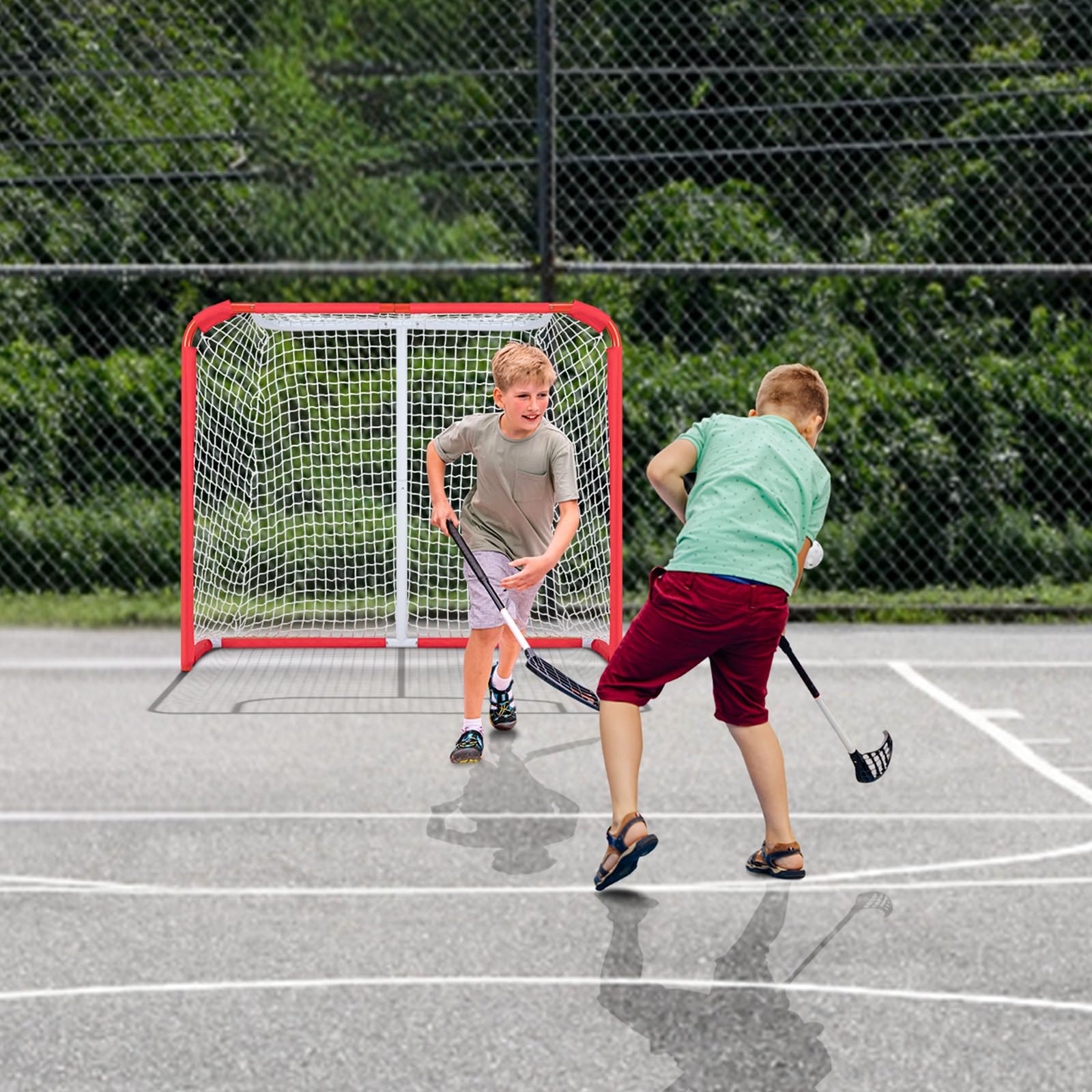 Vevor Youth Street Hockey Net Indoor Outdoor Steel Hockey Goal For Kids 54''X44''
