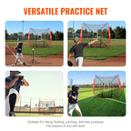 Vevor 7X7 Ft Baseball Softball Practice Net, Portable Baseball Training Net For Hitting Batting Catching Pitching, Backstop Base