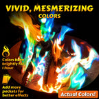 Hgd (50 Pack) Fire Color Changing Packets For Fire Pit, Indoor/Outdoor Fireplace, Campfires, Bonfires - Mystical Rainbow Magic F