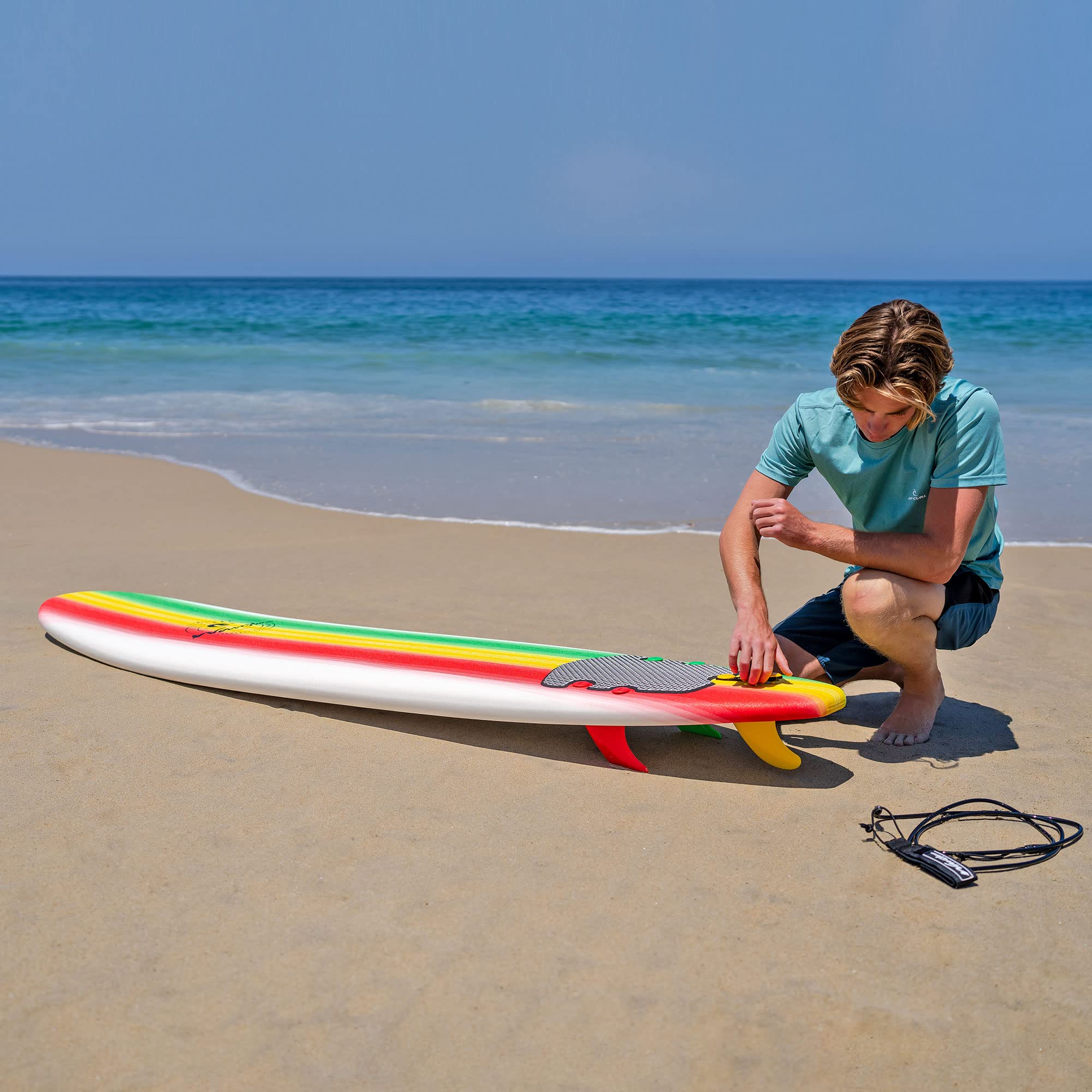 WAVESTORM Classic Soft Top Foam 8ft Surfboard (Rasta
