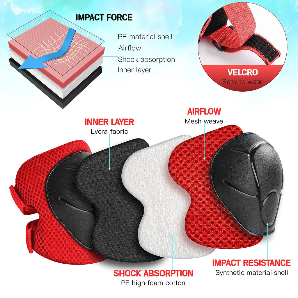 Wemfg Kids Protective Gear Set Knee Pads For Kids 7-13 Years Toddler Knee And Elbow Pads With Wrist Guards 3 In 1 For Skating Cy
