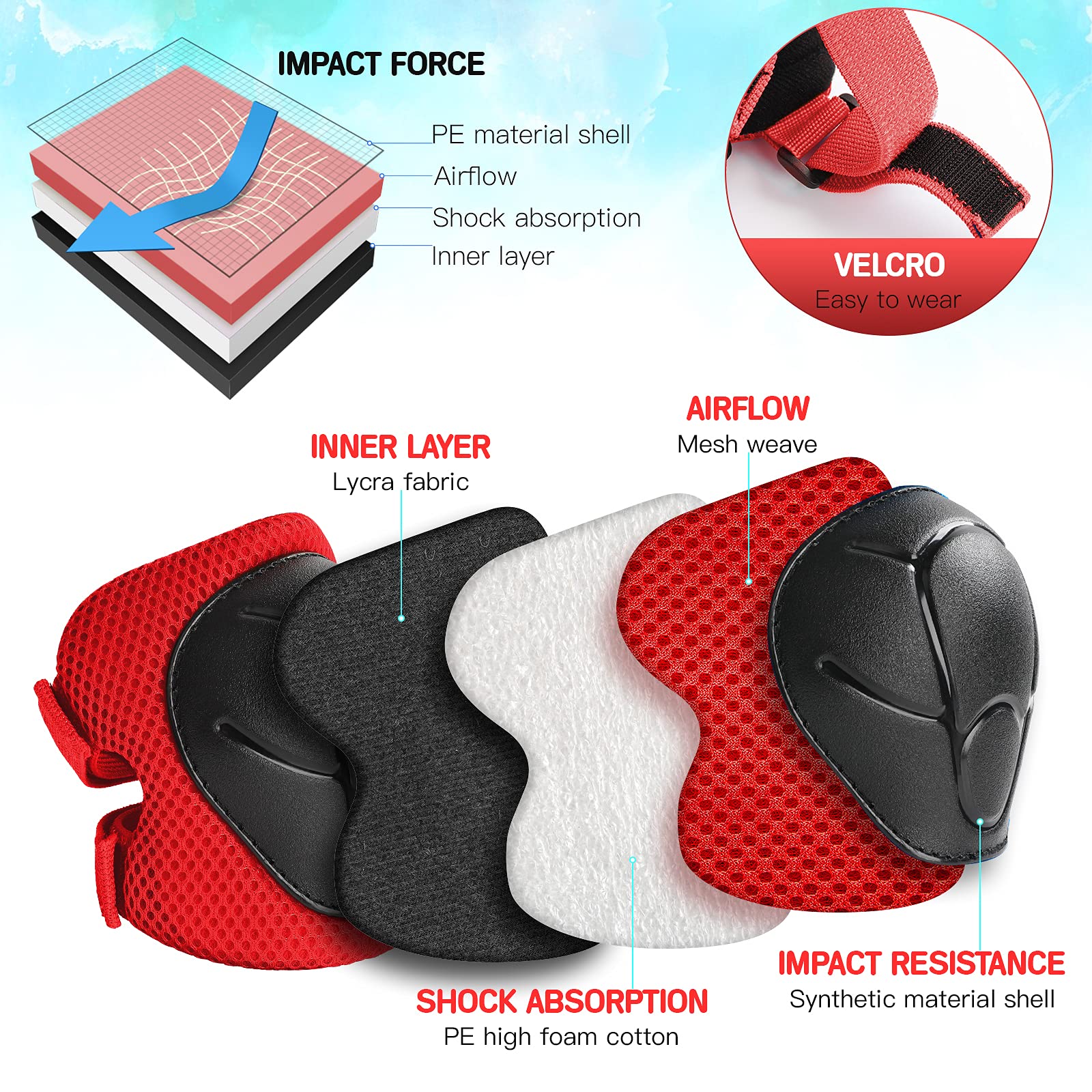 Wemfg Kids Protective Gear Set Knee Pads For Kids 7-13 Years Toddler Knee And Elbow Pads With Wrist Guards 3 In 1 For Skating Cy