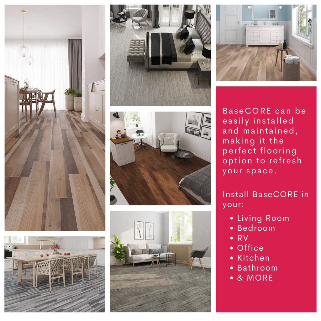 Lucida Surfaces Luxury Vinyl Flooring Tiles-Peel And Stick Floor Tile For Diy Installation-36 Wood-Look Planks-Honey-Basecore-54