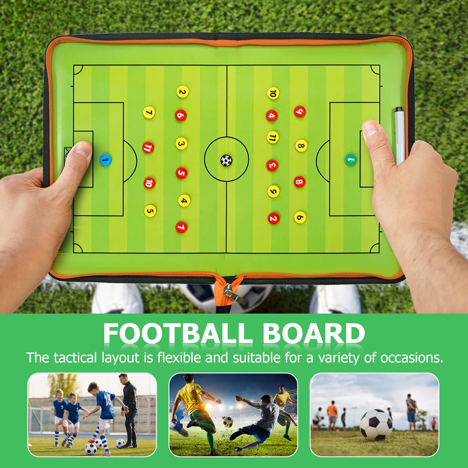 Roseflower Soccer Coaching Board, Magnetic Soccer Tactics Strategy Board, Erasable Coaches Clipboard With Magnets And Marker Pen