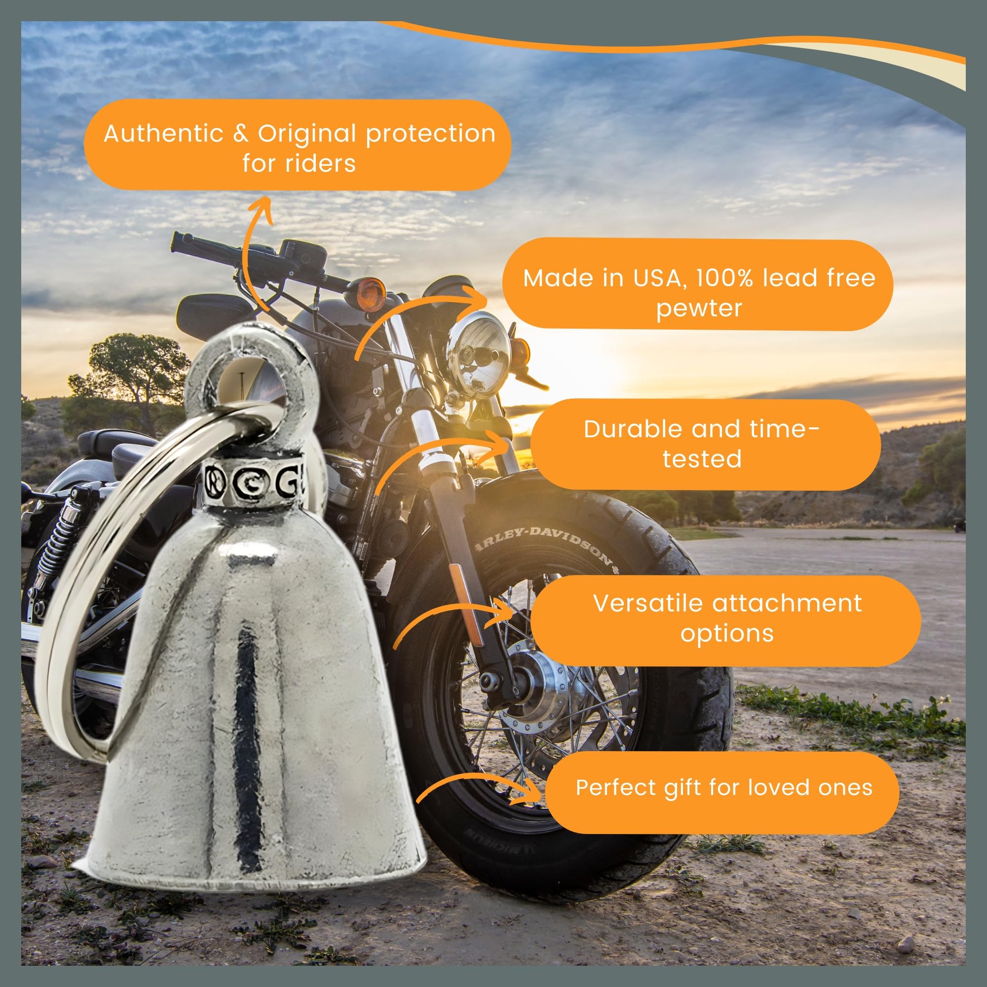 Guardian Bell Manekiniko Good Luck Bell W/Keyring & Black Velvet Gift Bag | Motorcycle Bell | Lead-Free Pewter | Good Luck Gift
