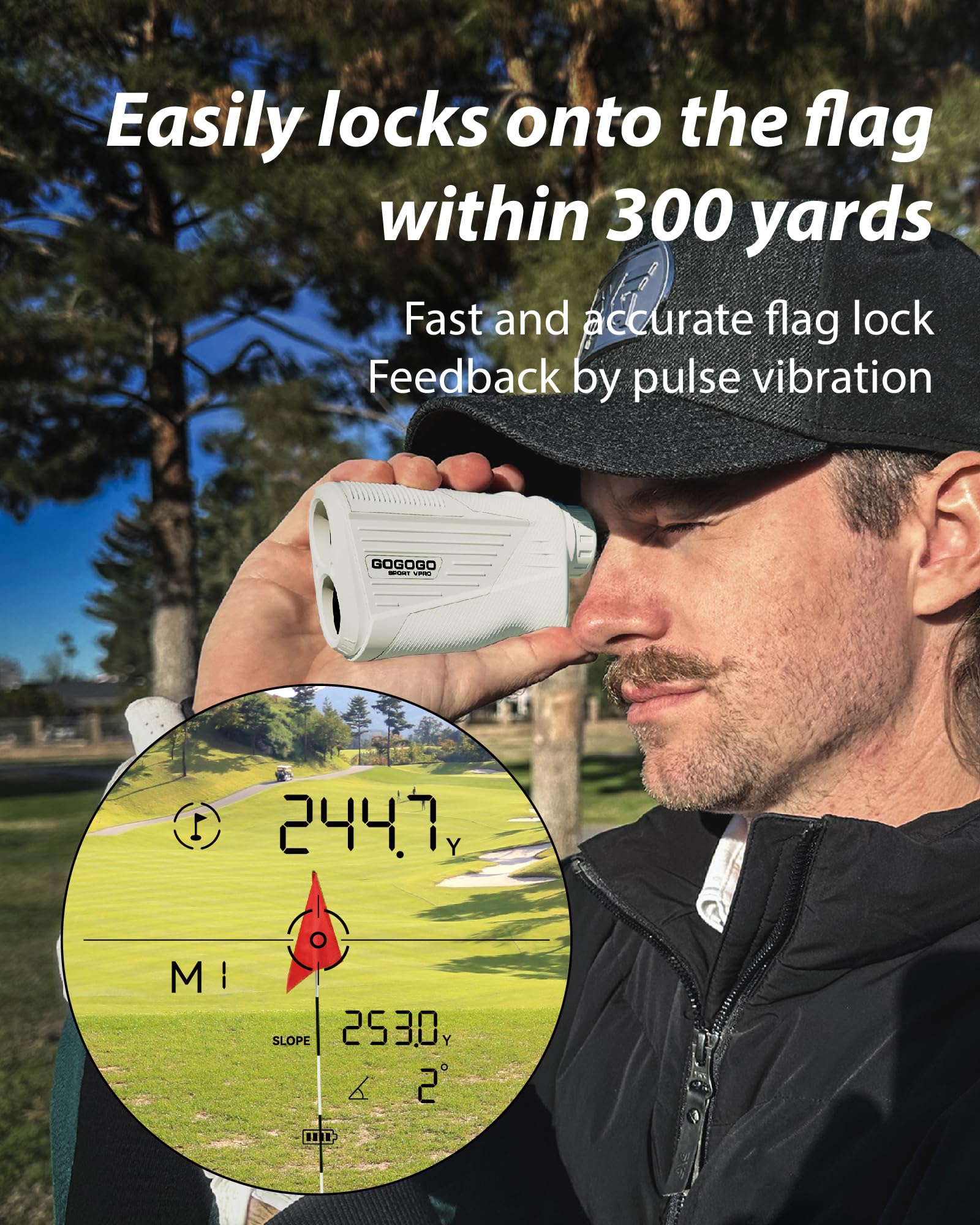 Gogogo Sport Vpro Zeroin Lite Rechargeable Golf Rangefinder With Slope And Magnet 1400 Yards White Range Finder For Disc Golf