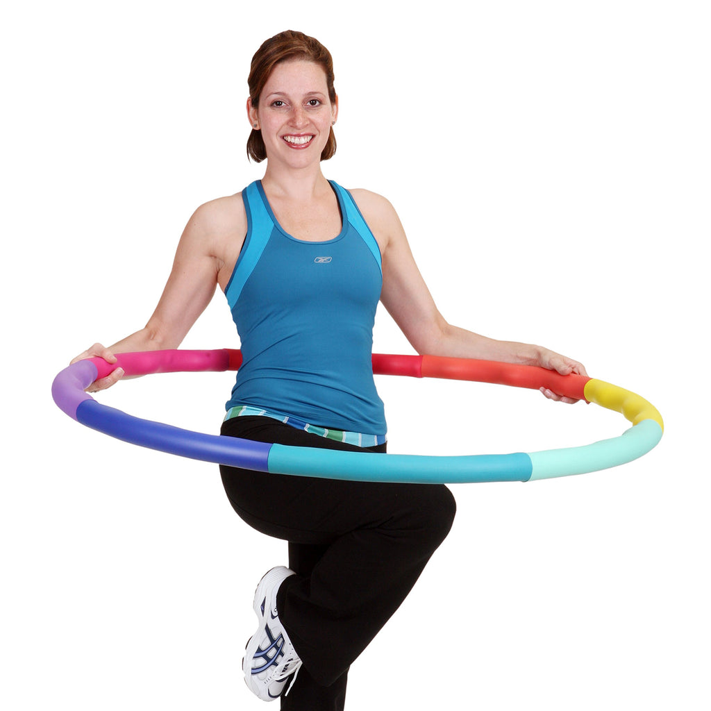 Sports Hoop Weighted Hula Hoop, Acu Hoop 5L - 4.9 Lb Large, Weight Loss Fitness Workout With Ridges. (Rainbow Colors)