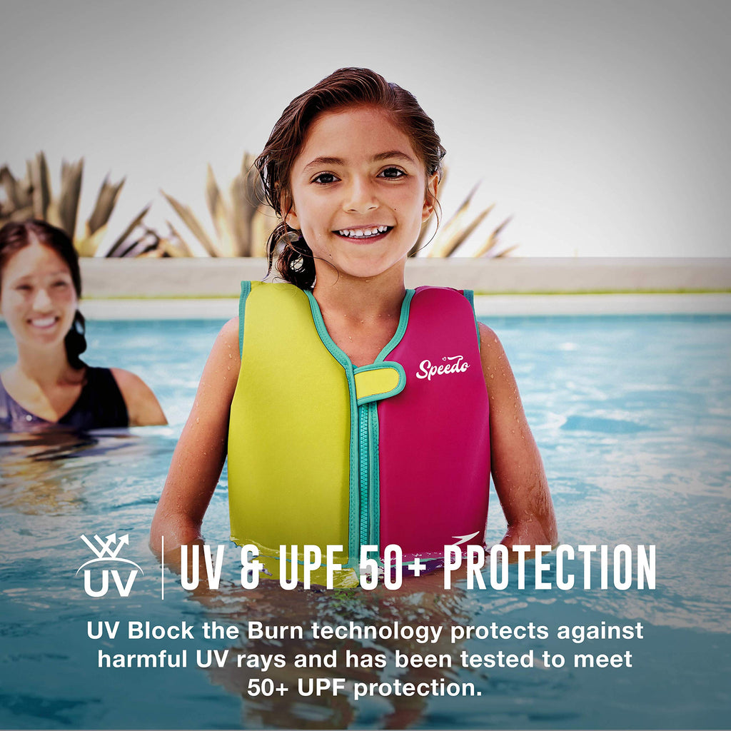 Speedo Unisex-Child Swim Flotation Classic Life Vest Begin To Swim Upf 50 Purple Printed, Medium