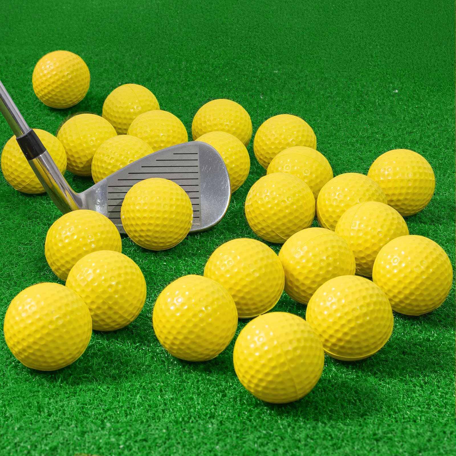 JAYA 12 Pack Foam Golf Practice Balls, Realistic Feel and Limited Flight, Soft for Indoor or Outdoor Training, Yellow