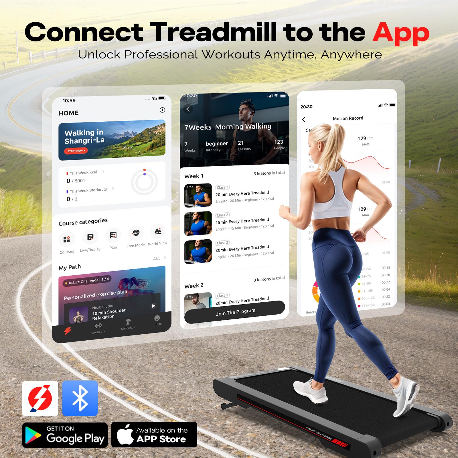 Sperax Walking Vibration Pad with Manual Incline,Under Desk Treadmill for Home,4 in 1 Vibration Plate Exercise Machine with APP,