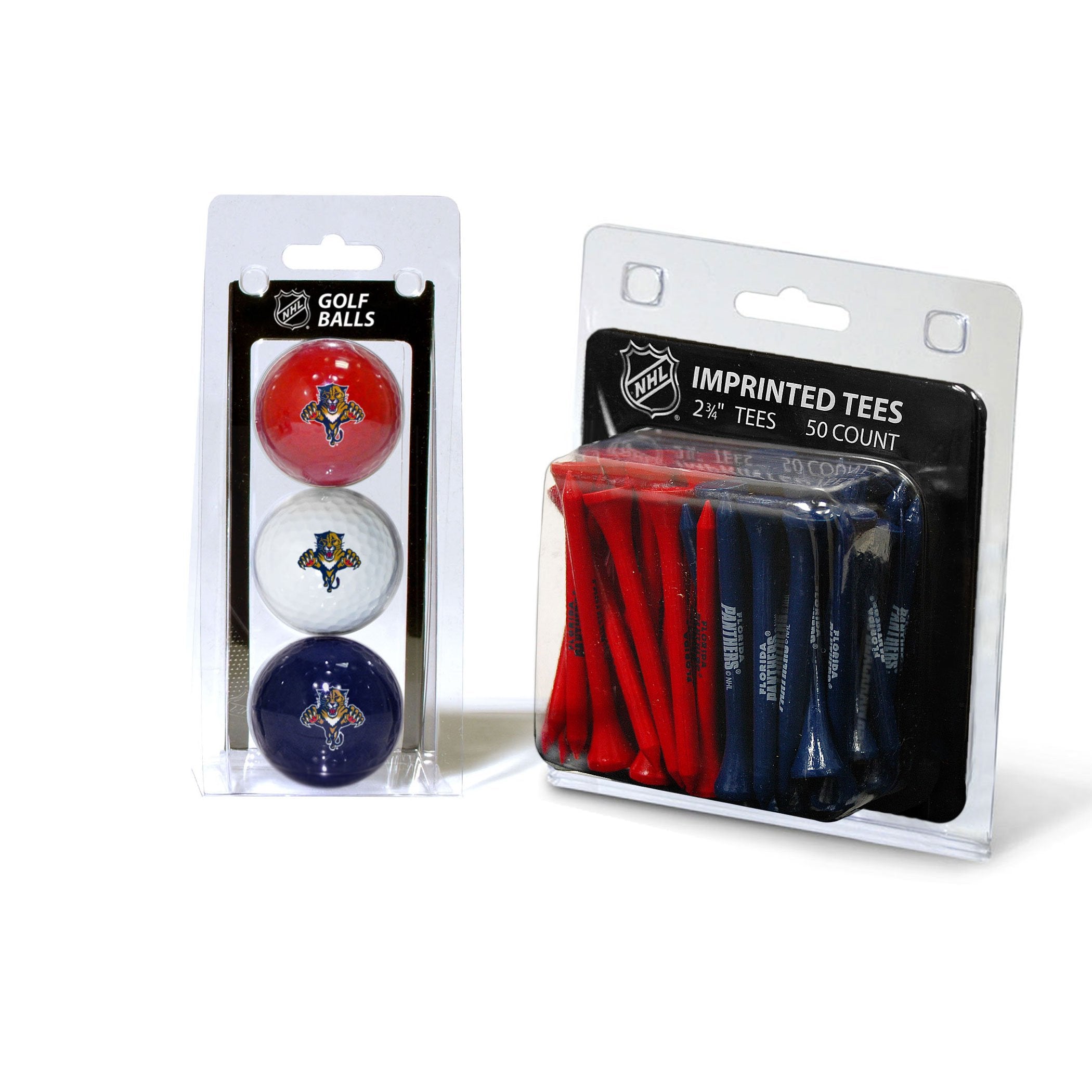 Team Golf NHL Florida Panthers 3 Golf Balls And 50 Golf Tees Logo Imprinted Golf Balls (3 Count) & 2-3/4 Regulation Golf Tees (5