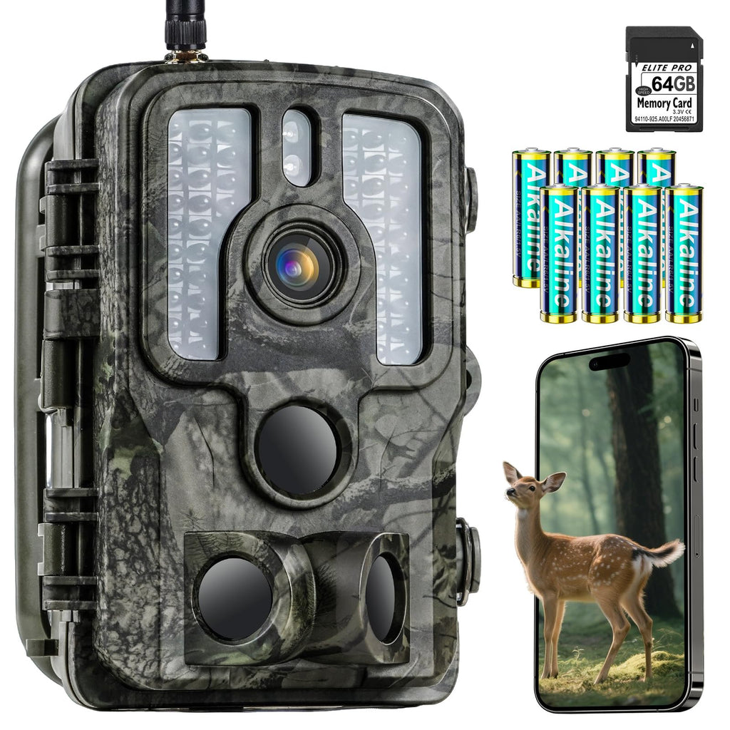 Trail Camera With Night Vision Motion Activated Waterproof, 4K 48Mp Wifi Bluetooth Game Camera, 0.1S Trigger Ip66 Trail Cam With