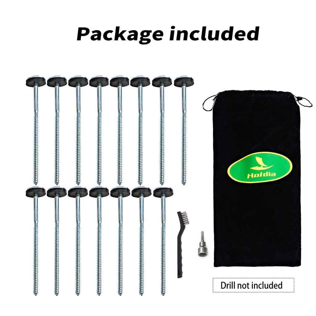 Holdia 15 Pcs Drillable Tent Stakes 12''  Hex Pegs  Heavy Duty Metal Tent Anchors & Camping Spikes With 17Mm Hex Drill Adapter A