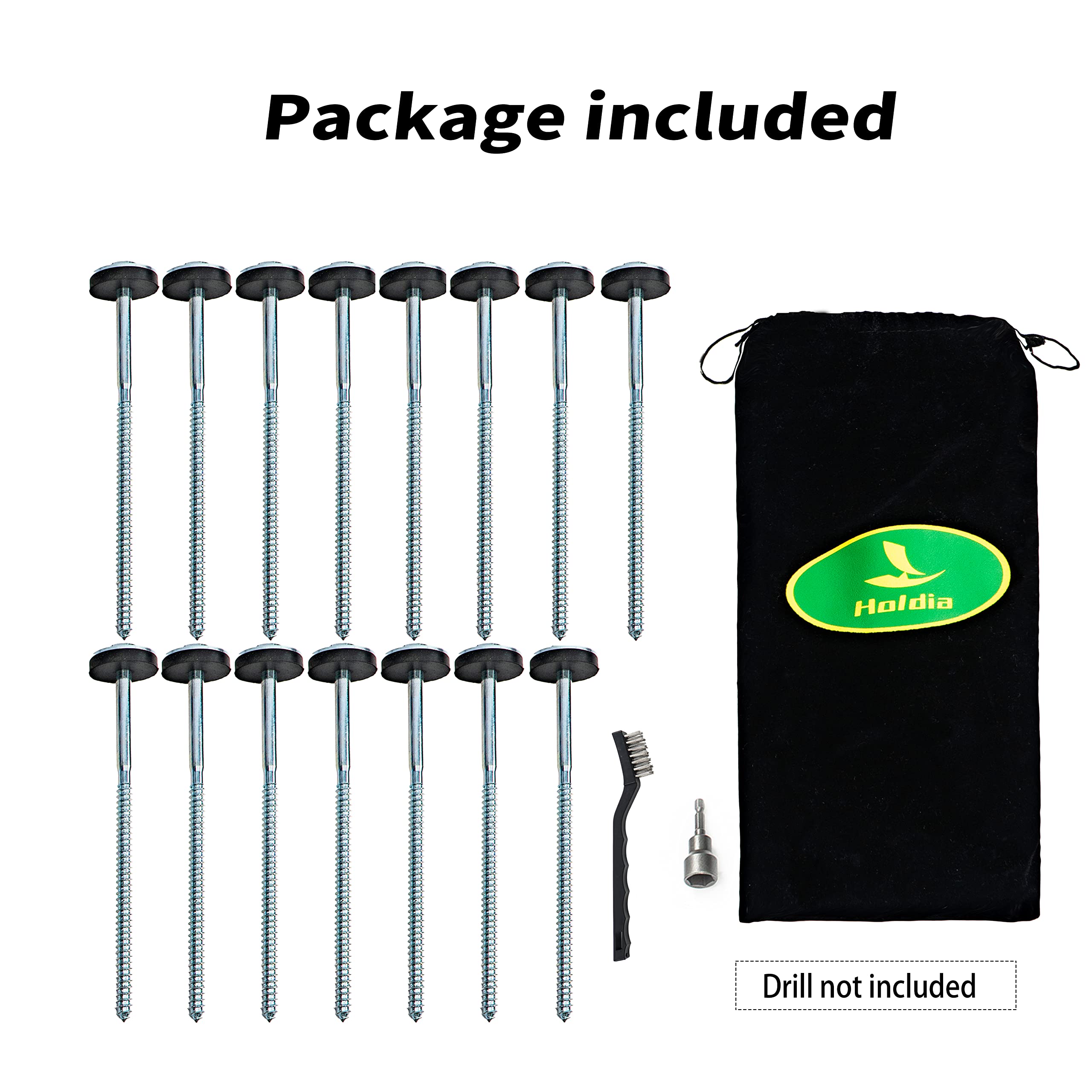 Holdia 15 Pcs Drillable Tent Stakes 12''  Hex Pegs  Heavy Duty Metal Tent Anchors & Camping Spikes With 17Mm Hex Drill Adapter A