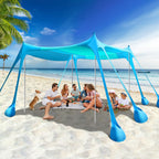 Rhino Valley Beach Tent, 10 X 10 Ft Beach Shade Upf50+ Protection, Beachcanopy With 8 Sandbags 4 Stability Poles, Outdoor Beacht