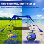 Besuhot Beach Tent Sun Shelter 10X10Ft Beach Shade Canopy With 8 Sandbags, Upf 50+ Protection Beach Shade Canopy, Outdoor Tent F