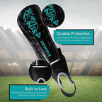 Malaga Soccer Shin Guard with Adjustable Straps-Black/Teal - Vizari Sports