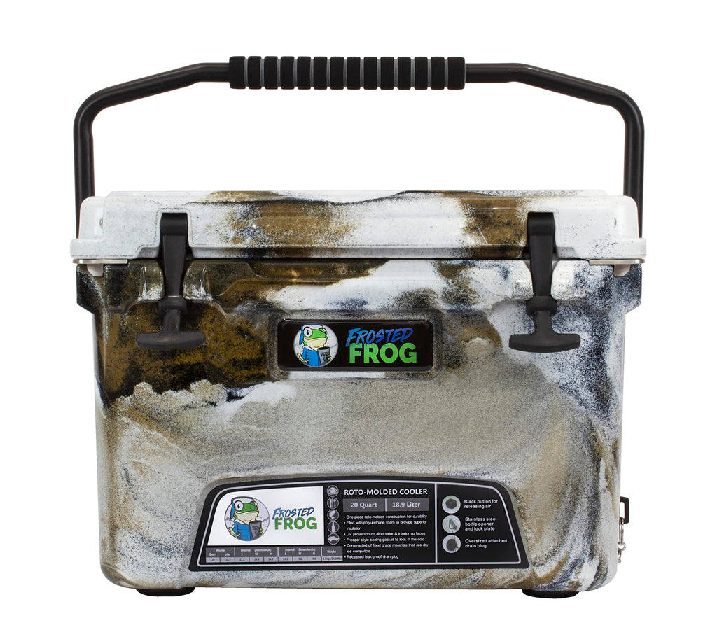 Frosted Frog Desert Camo 20 Quart Ice Chest Heavy Duty High Performance Roto-Molded Commercial Grade Insulated Cooler