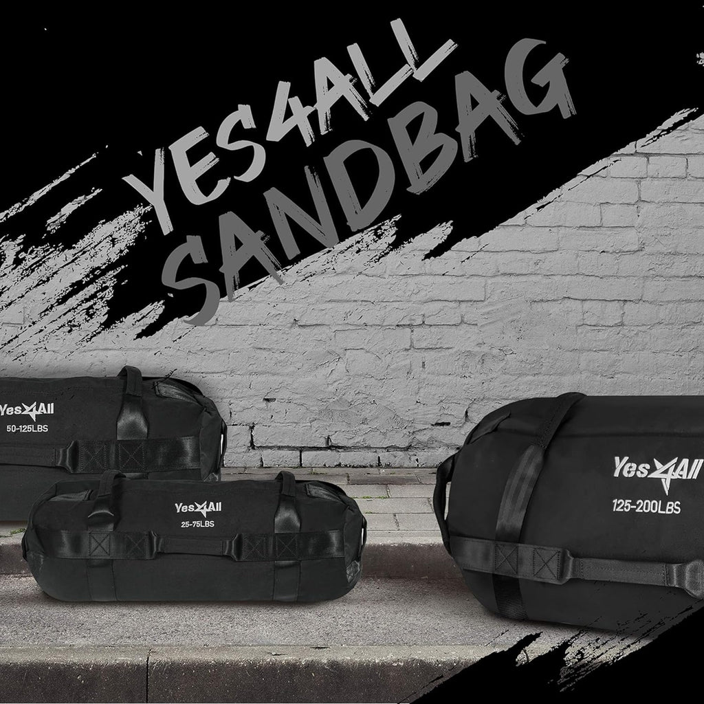 Yes4All Workout Sandbags, Heavy Duty Sandbags For Fitness, Conditioning, Mma & Combat Sports - Black - M