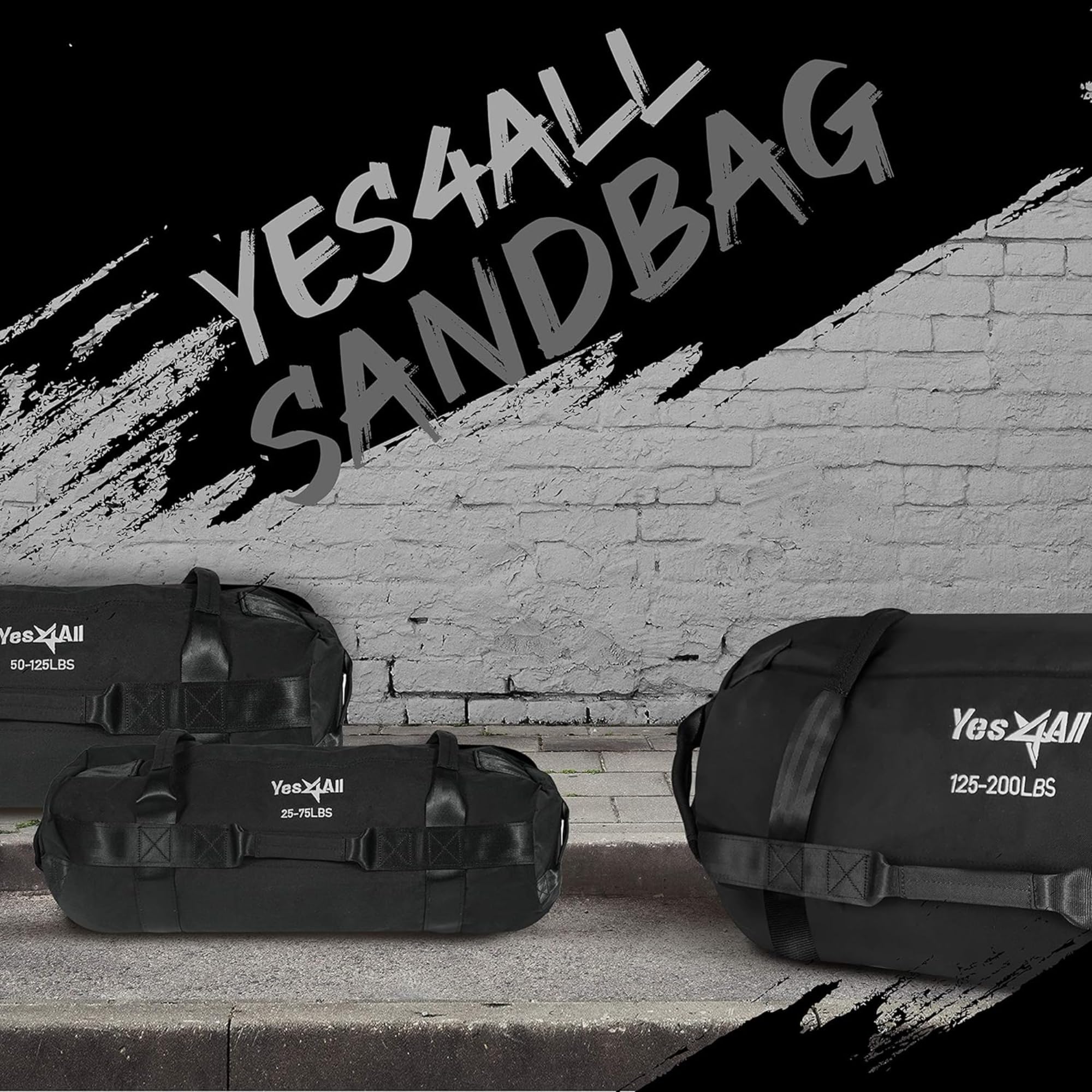 Yes4All Workout Sandbags, Heavy Duty Sandbags For Fitness, Conditioning, Mma & Combat Sports - Black - M