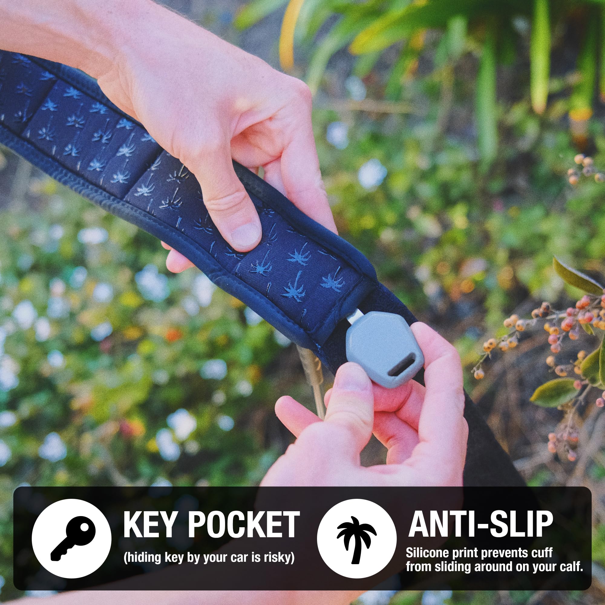 Ho Stevie! Surfboard Calf Leash For Longboards - Strong, Light, Tangle-Free, Comfortable Leg Cuff With Key Pocket - 9/10/11 Feet