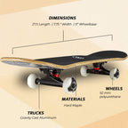 Magneto Kids Skateboard | 22+ Inches Long By 6+ Inches Wide | Maple 7 Ply Deck | Fully Assembled | School Locker Cruiser Board |