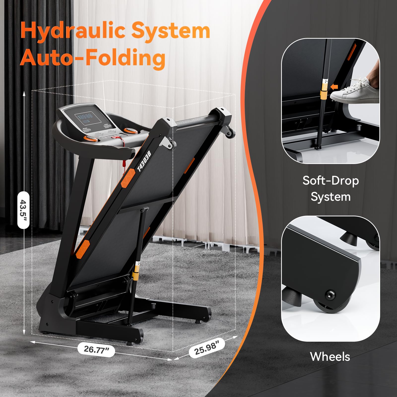 Walking Pad Treadmill With Incline, Under Desk Treadmill For Home Office, 2.5Hp, 300 Lbs Capacity, App/Remote Control, Led Displ