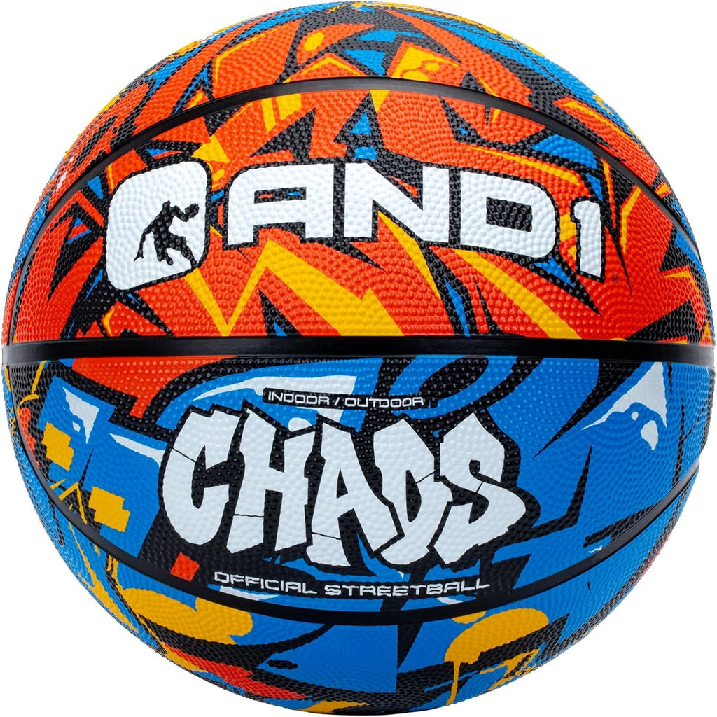 AND1 Chaos Rubber Basketball: Official Regulation Size 7 (29.5 inches) Rubber Basketball - Deep Channel Construction Streetball,