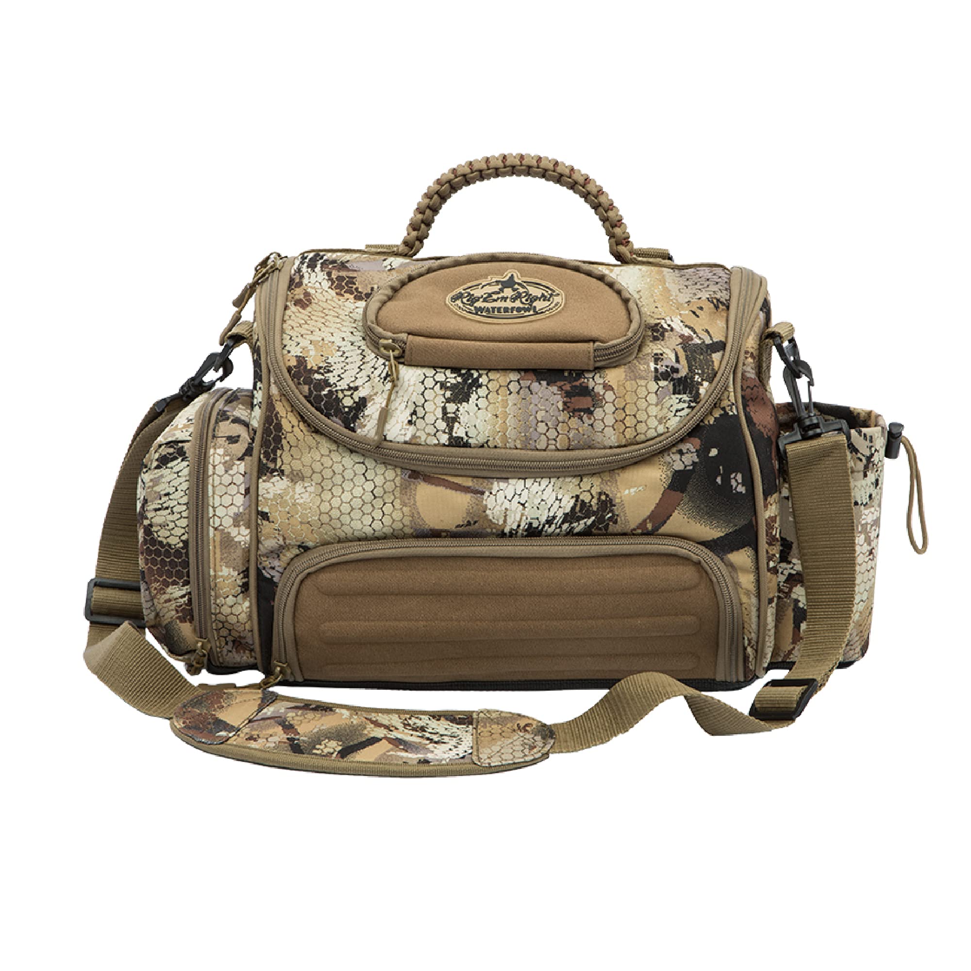 RigEm Right Waterfowl Lock and Load Duck Hunting Blind Bag with Molded Ammo Compartments, Sunglasses Case, Drink Holder and Mor