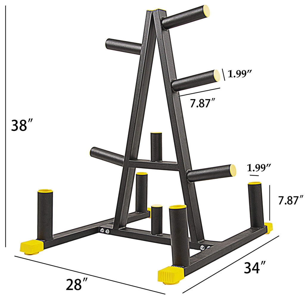 Signature Fitness 2-Inch Or 1-Inch Weight Plate Rack With Barbell Holders, 600-Pound Capacity (For 2-Inch Gear), Black