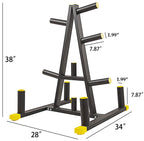 Signature Fitness 2-Inch Or 1-Inch Weight Plate Rack With Barbell Holders, 600-Pound Capacity (For 2-Inch Gear), Black