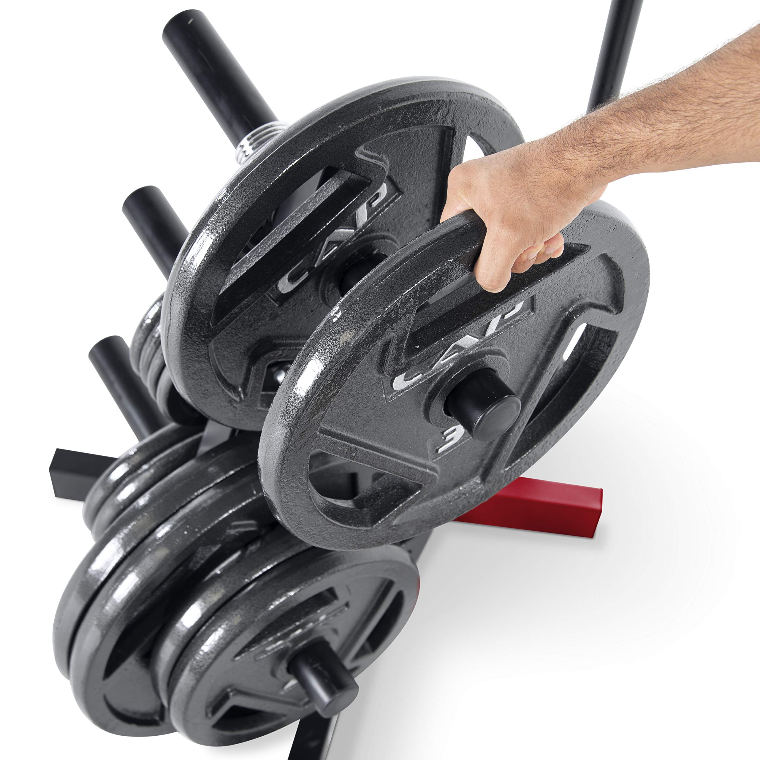 Cap Barbell Olympic Plate Tree Storage Rack For Weights And Bar, Red