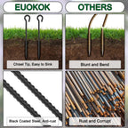18 Inch Rebar Stakes With Loop 12 Pack Camping Tent Ground Anchors Heavy Duty 1/2 Inch Diameter Metal Tree Stakes And Supports F