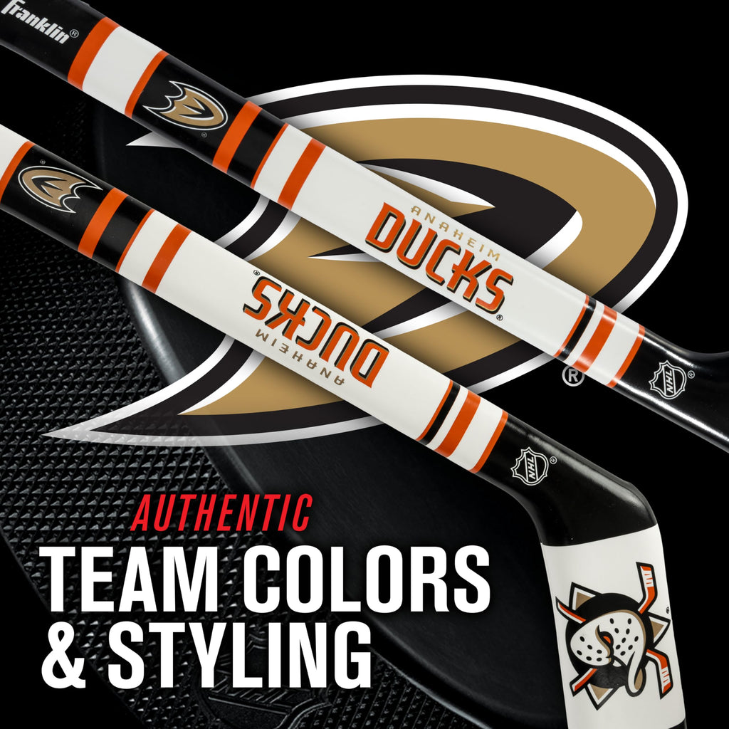 Franklin Sport Anaheim Ducks Nhl Mini Soft Hockey Stick Set - Great Toy For Kids- Nhl Team Soft Foam Mini Knee Hockey Stick And